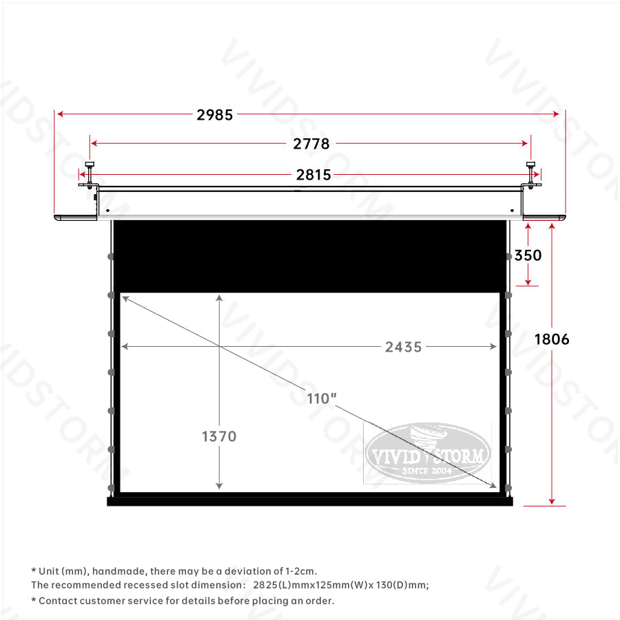 VIVIDSTORM PHANTOM Recessed In-Ceiling Motorized Tension White Cinema Projector screen