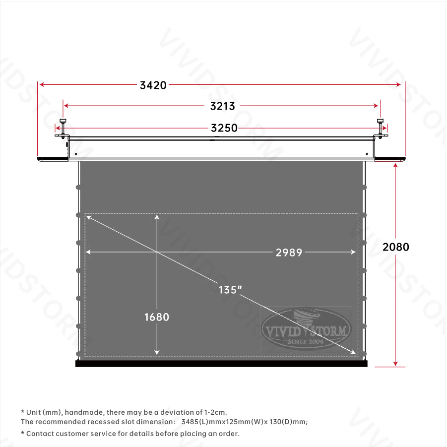 VIVIDSTORM PHANTOM  Recessed In-Ceiling Motorized Tension Obsidian Long Throw ALR Projector screen
