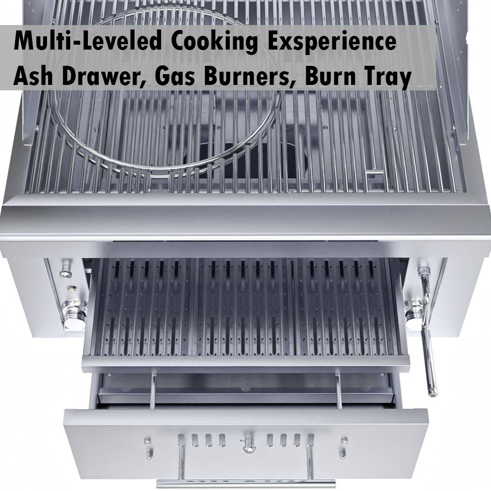 Sunstone Grills Sunstone® Series 30” Gas Burners Hybrid Single Zone Charcoal/Wood Burning w/Infra-Red Burner Grill-SUNCHSZ30IR
