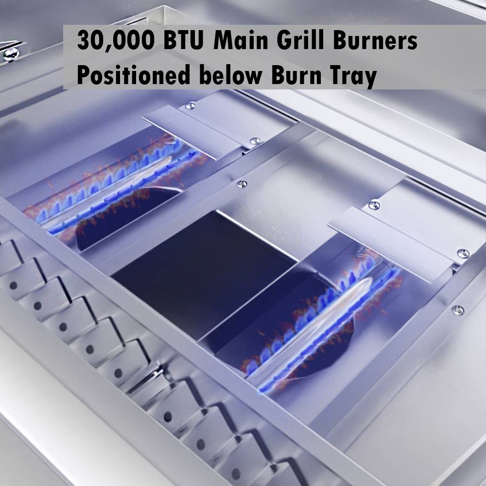 Sunstone Grills Sunstone® Series 30” Gas Burners Hybrid Single Zone Charcoal/Wood Burning w/Infra-Red Burner Grill-SUNCHSZ30IR