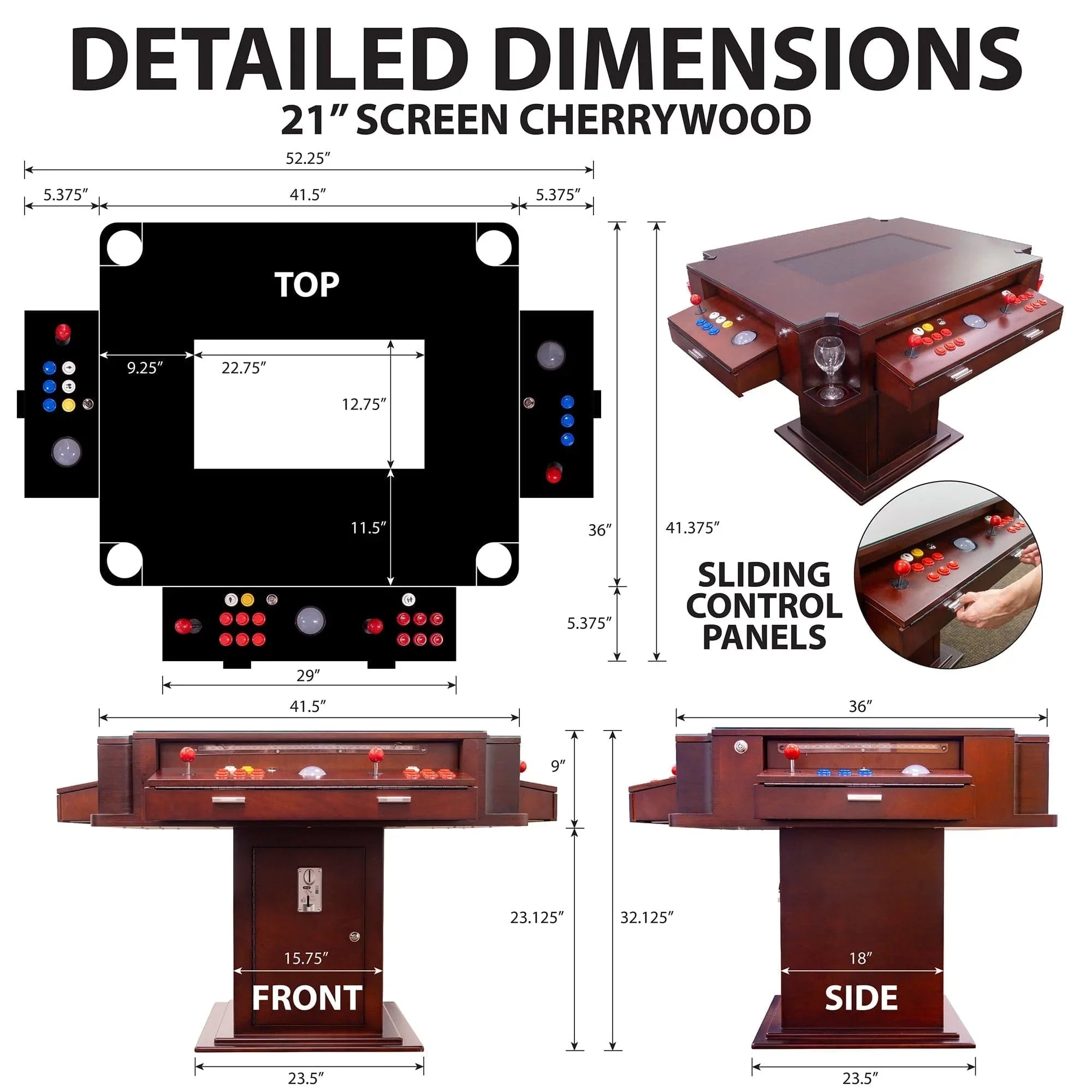 Creative Arcades Elegant Tilt Cherrywood Cocktail Arcade Machine