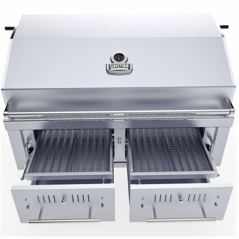 Sunstone Grills Sunstone® Series 42″ Gas Hybrid Dual Zone Charcoal/Wood Burning Grill-EMCHDZ42