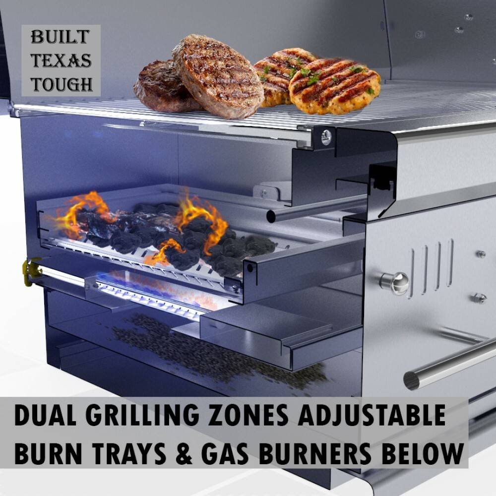 Sunstone Grills Sunstone® Series 42″ Gas Hybrid Dual Zone Charcoal/Wood Burning Grill-EMCHDZ42