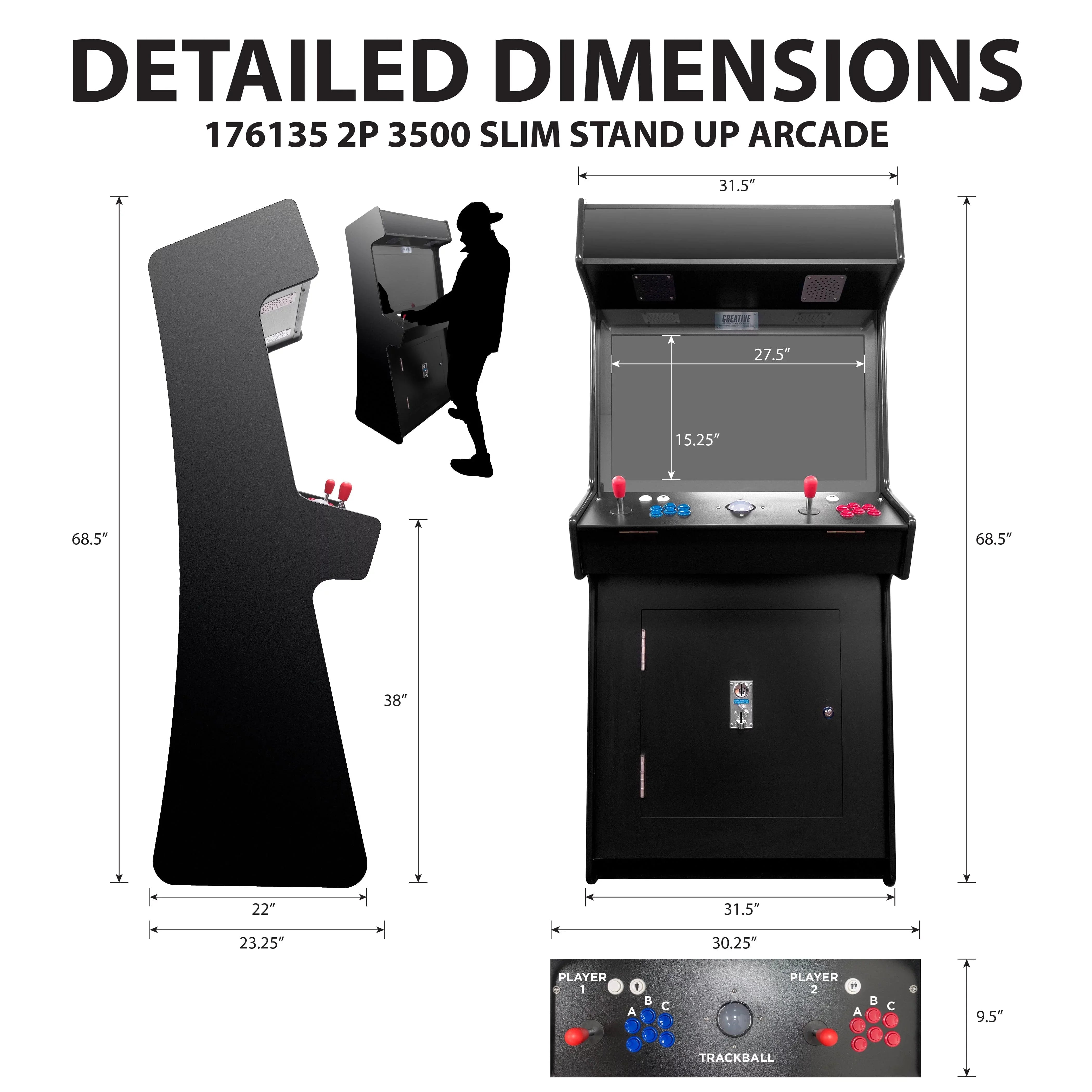 Creative Arcades 2P Slim Stand Up Arcade Machine