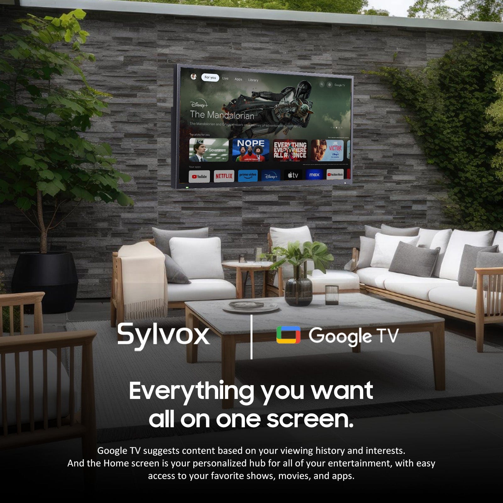 SYLVOX 55" Advanced QLED Google Outdoor TV - 2024 Deck Pro QLED 2.0