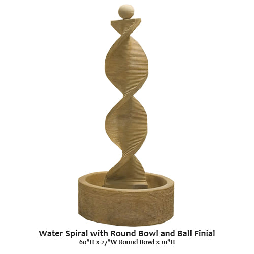 Giannini Garden Elegant Water Spiral with Stylish Round Bowl and Charming Ball Finial
