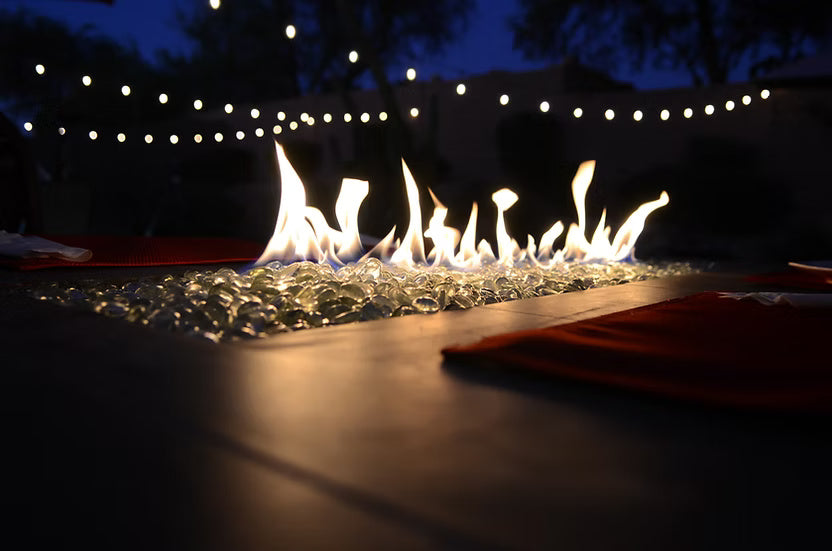 Kokomo Grills Entertainer Bar Gas Fire Pit Table with fire glass