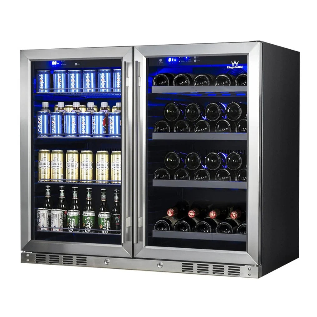 KingsBottle 39 Inch Under Counter Wine And Beer Fridge Combo - KBU28LRX