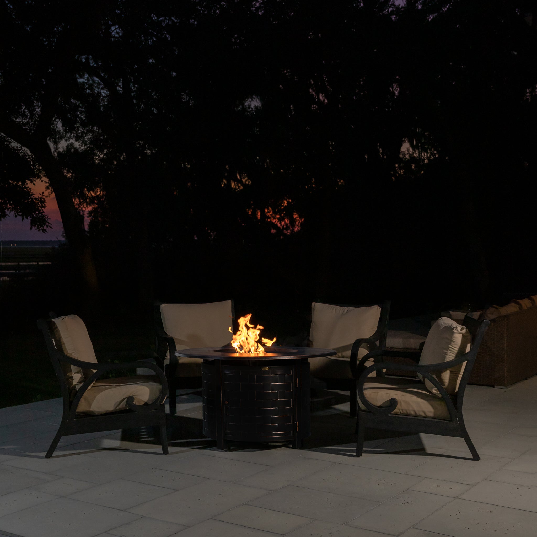Fire Sense Perissa Woven Round Aluminum LPG Fire Pit | 62208