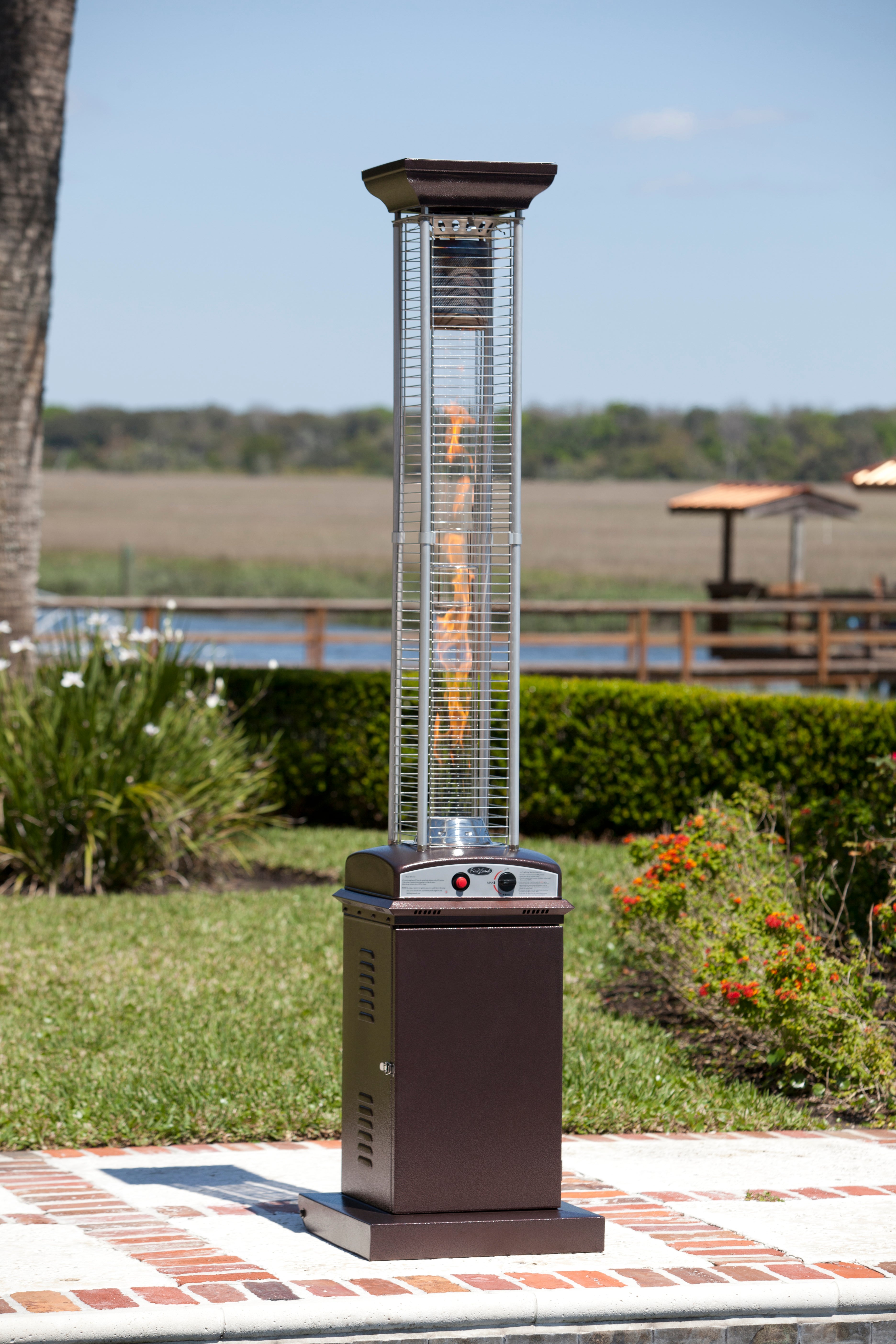 Fire Sense Hammered Bronze Finish Square Flame Patio Heater | 62224