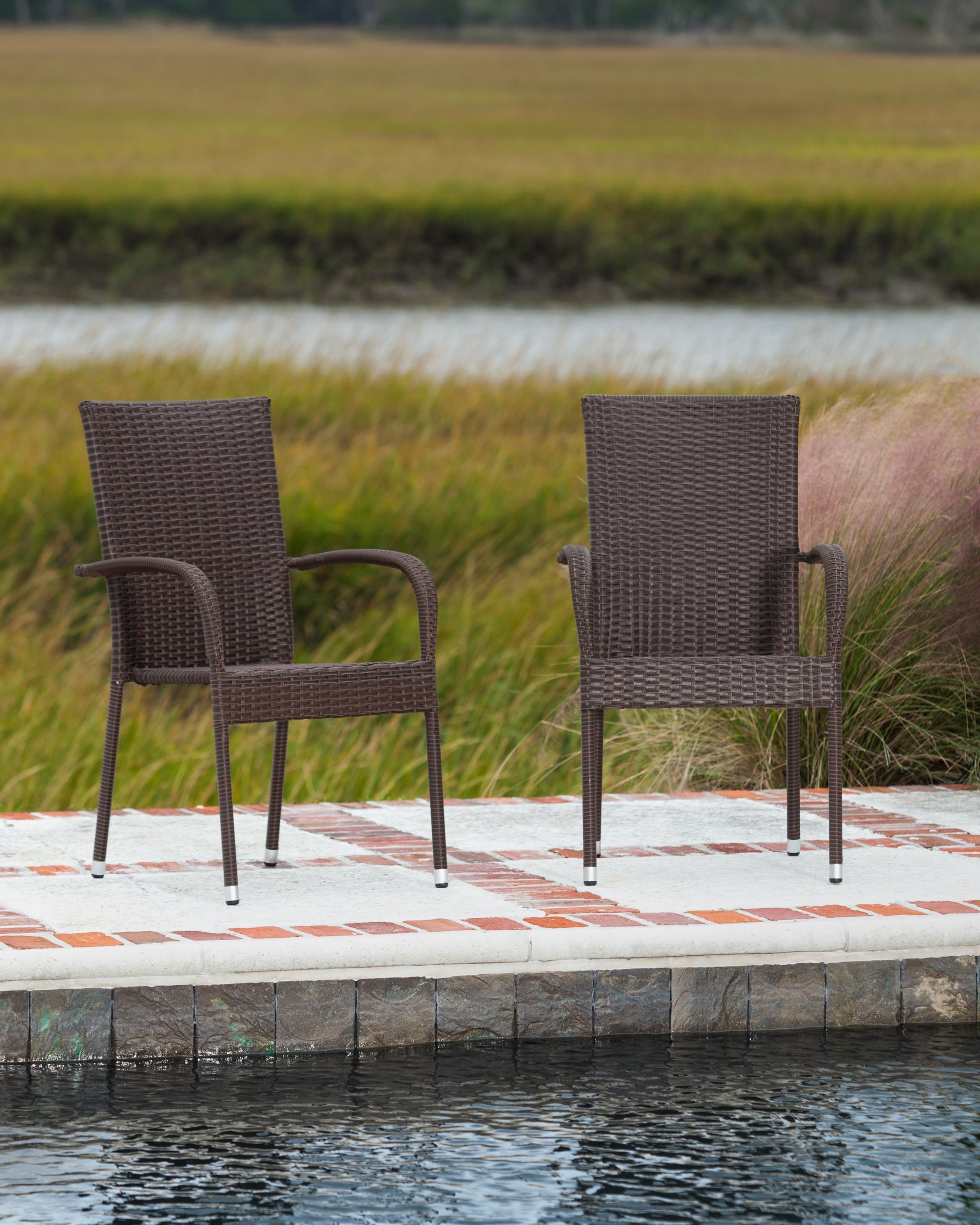 Balkene Home Morgan Outdoor Wicker Chair - Mocha - Set of 4 | 62664