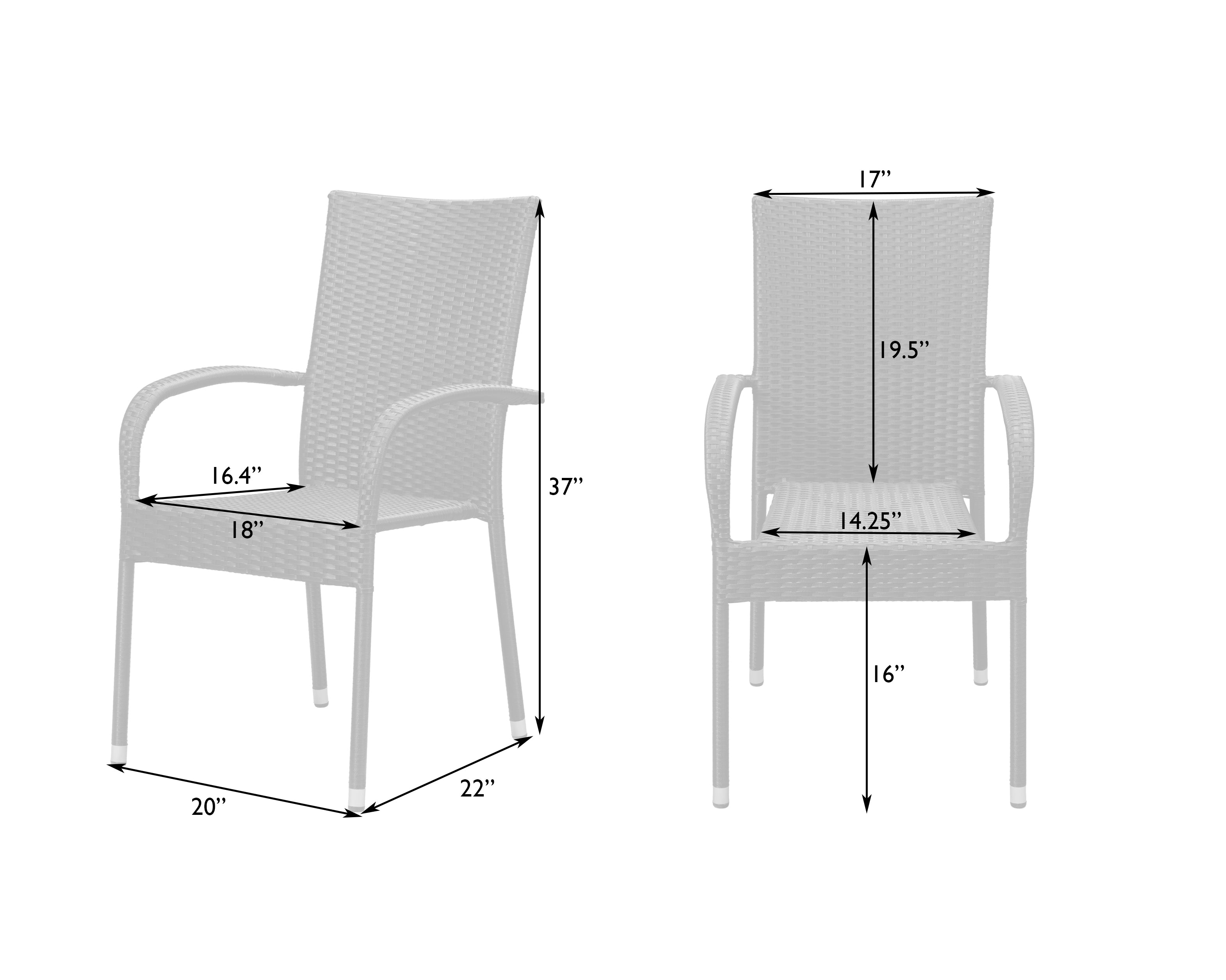 Balkene Home Morgan Outdoor Wicker Chair - Mocha - Set of 4 | 62664