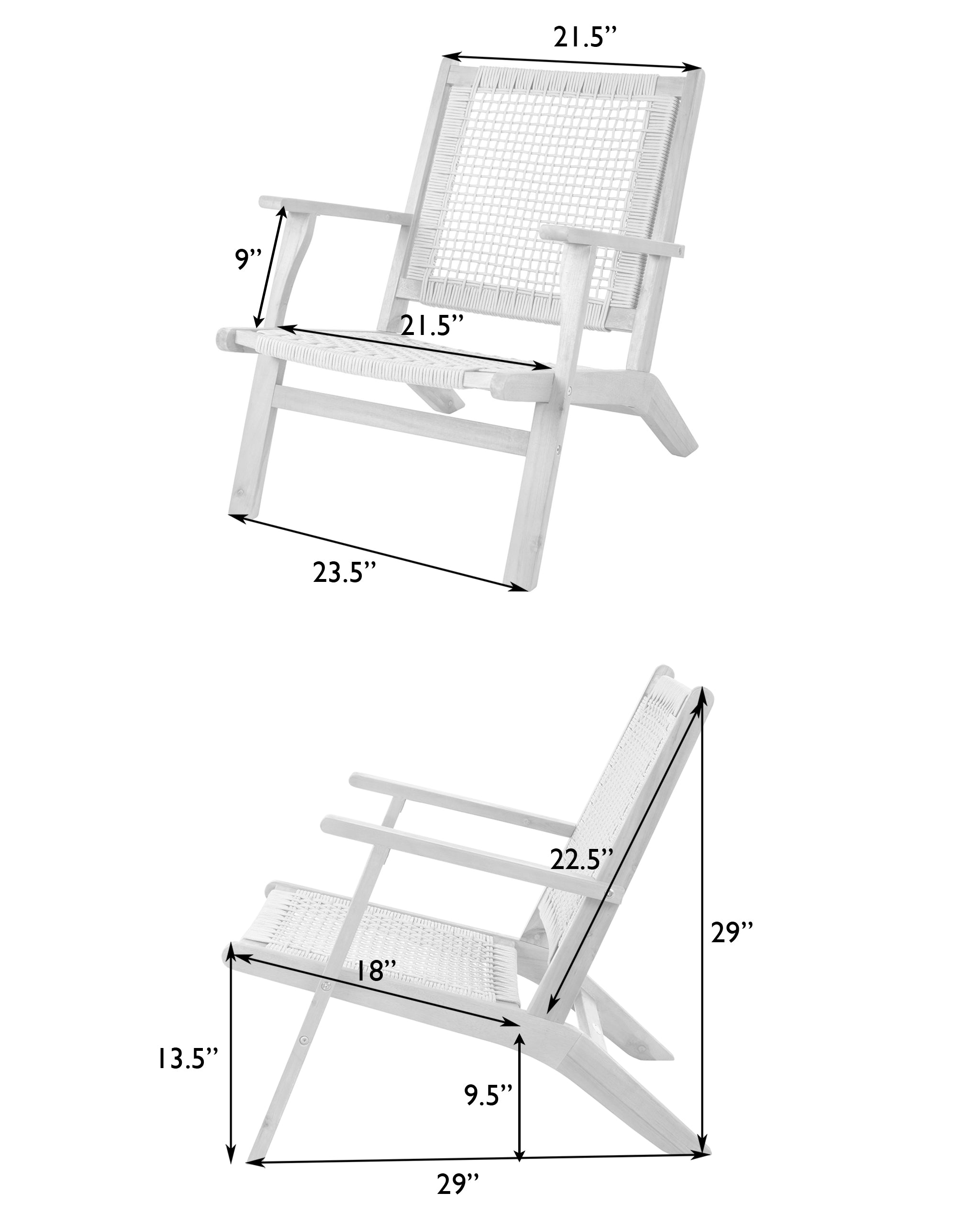 Balkene Home Vega Natural Stain Outdoor Chair in Gray Cording | 63635