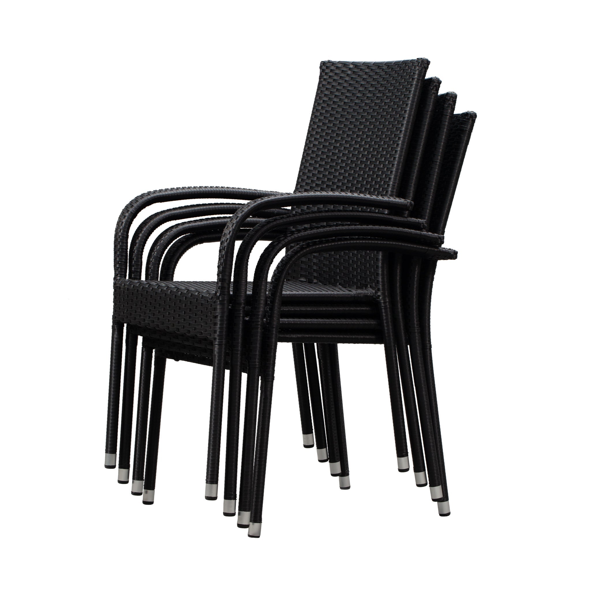 Balkene Home Morgan Outdoor Wicker Chair - Black - Set of 4 | 63166