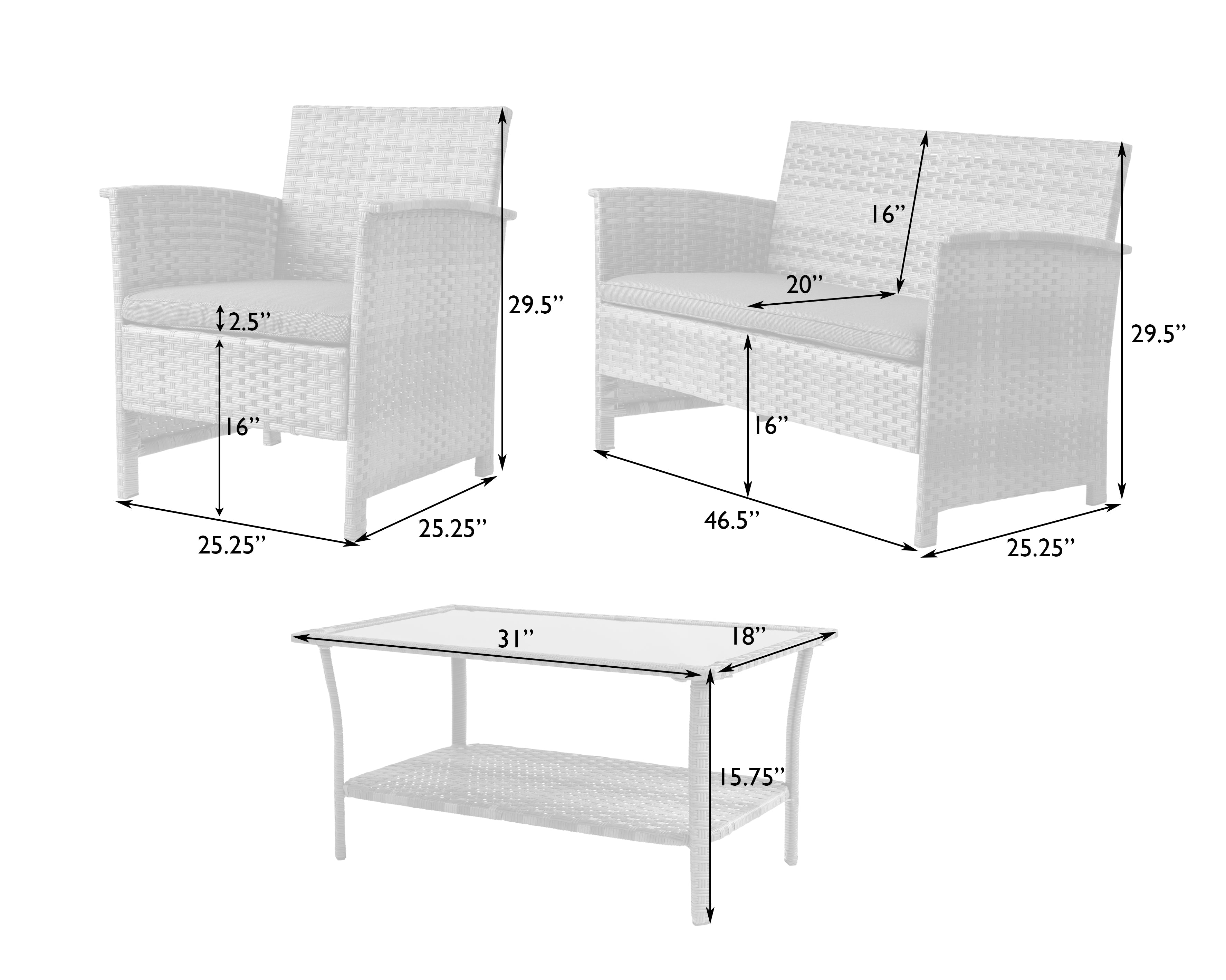 Balkene Home Jareth Wicker Patio Set | 63177