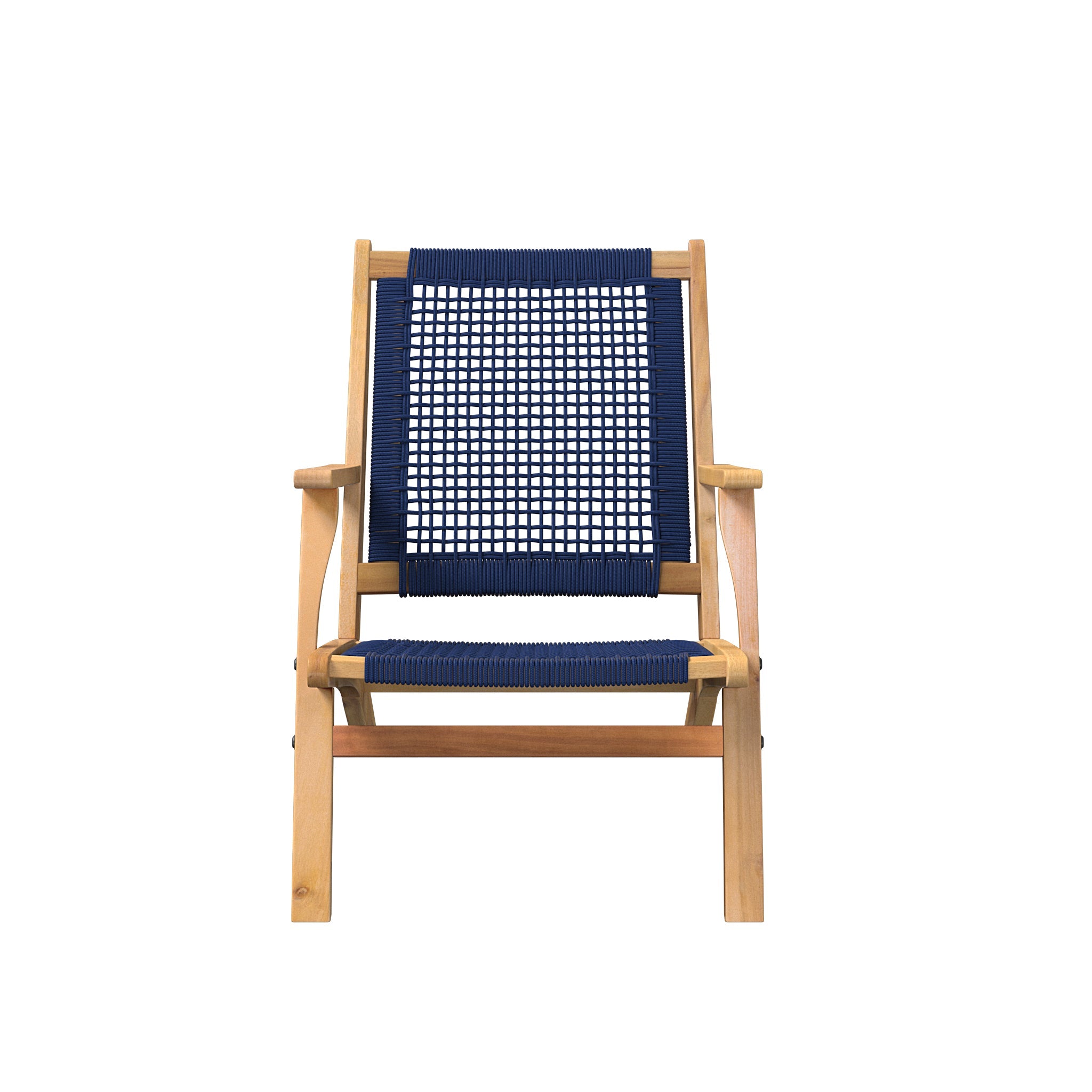 Balkene Home Vega Natural Stain Outdoor Chair in Navy Blue Cording | 63634
