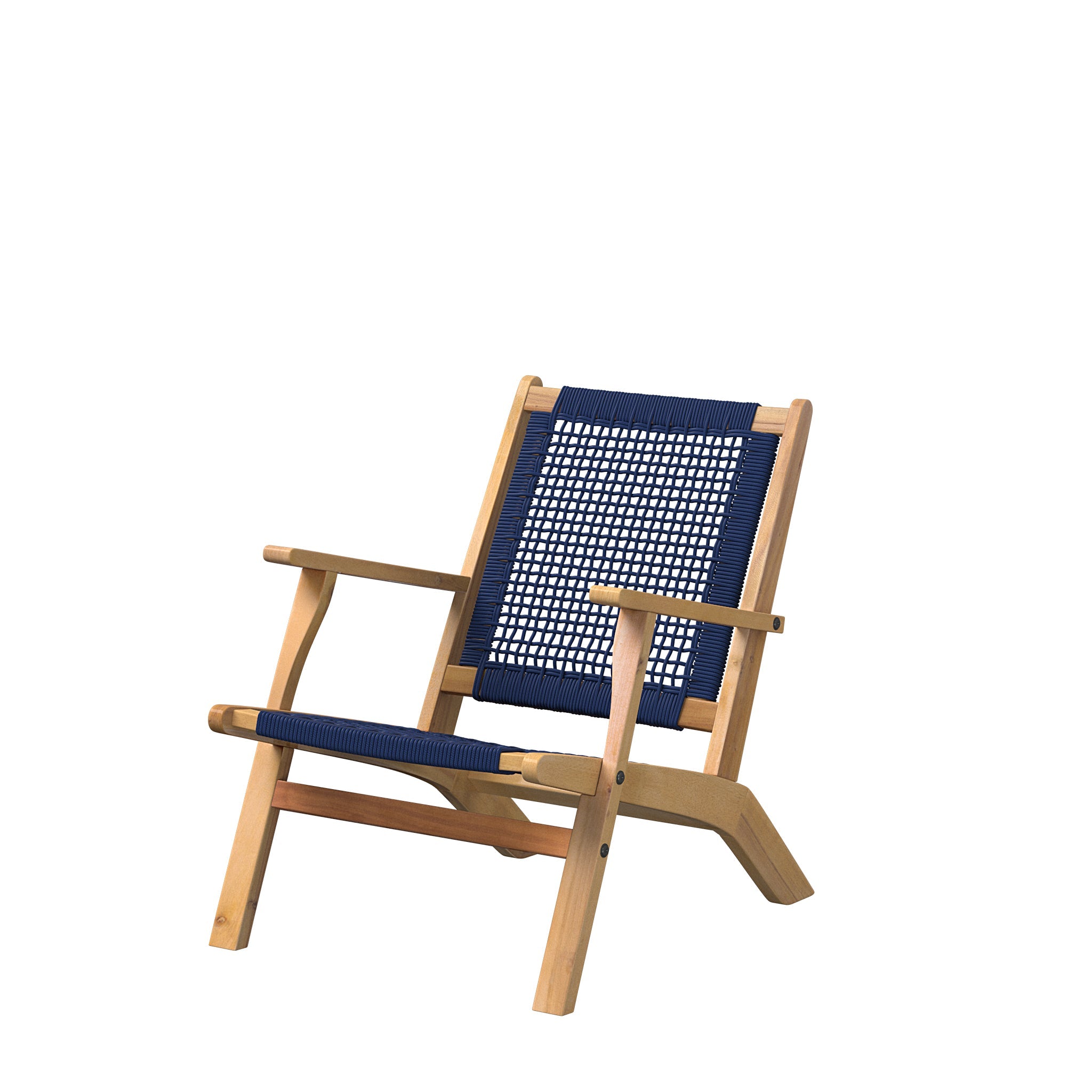 Balkene Home Vega Natural Stain Outdoor Chair in Navy Blue Cording | 63634