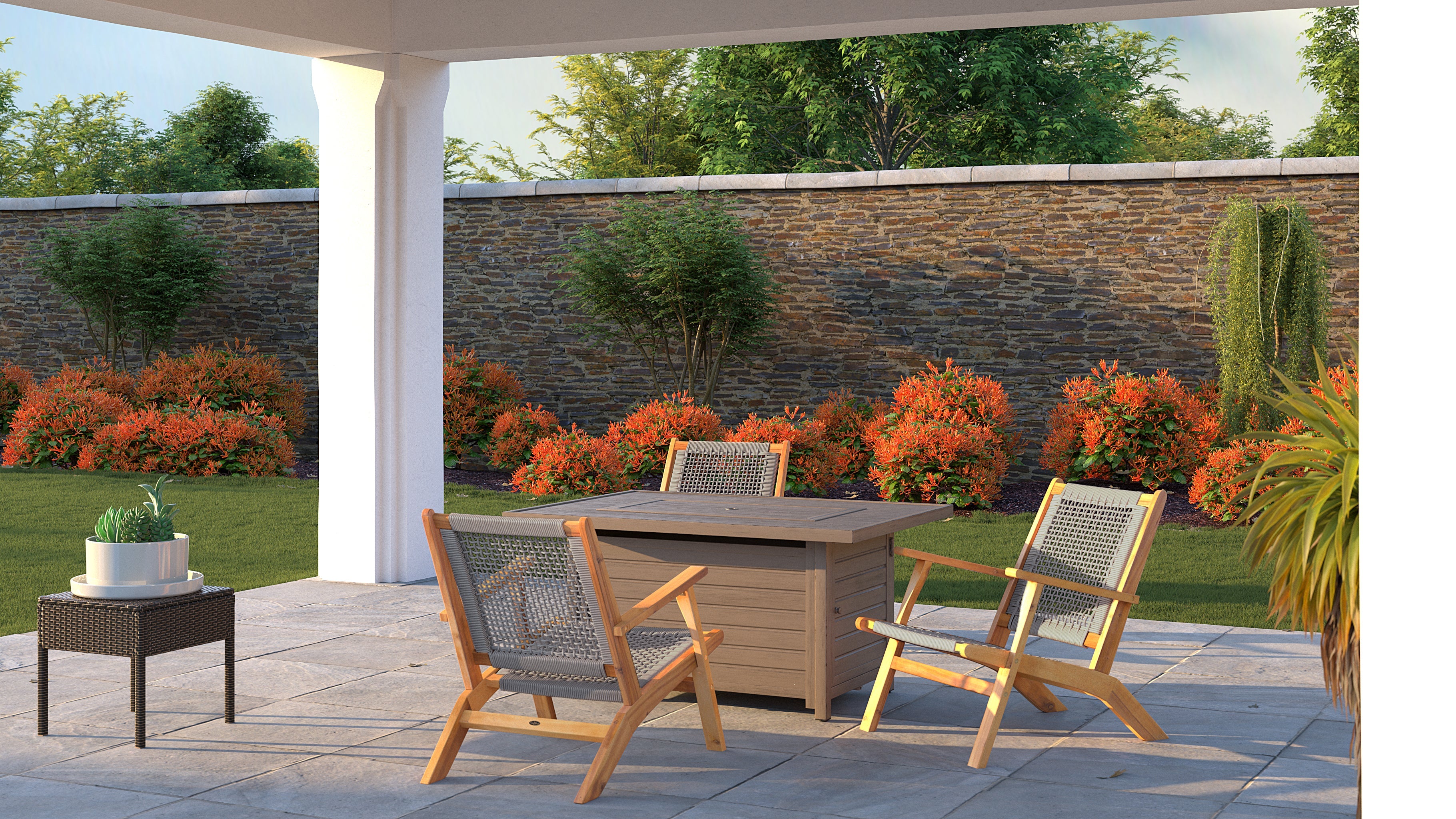 Balkene Home Vega Natural Stain Outdoor Chair in Gray Cording | 63635
