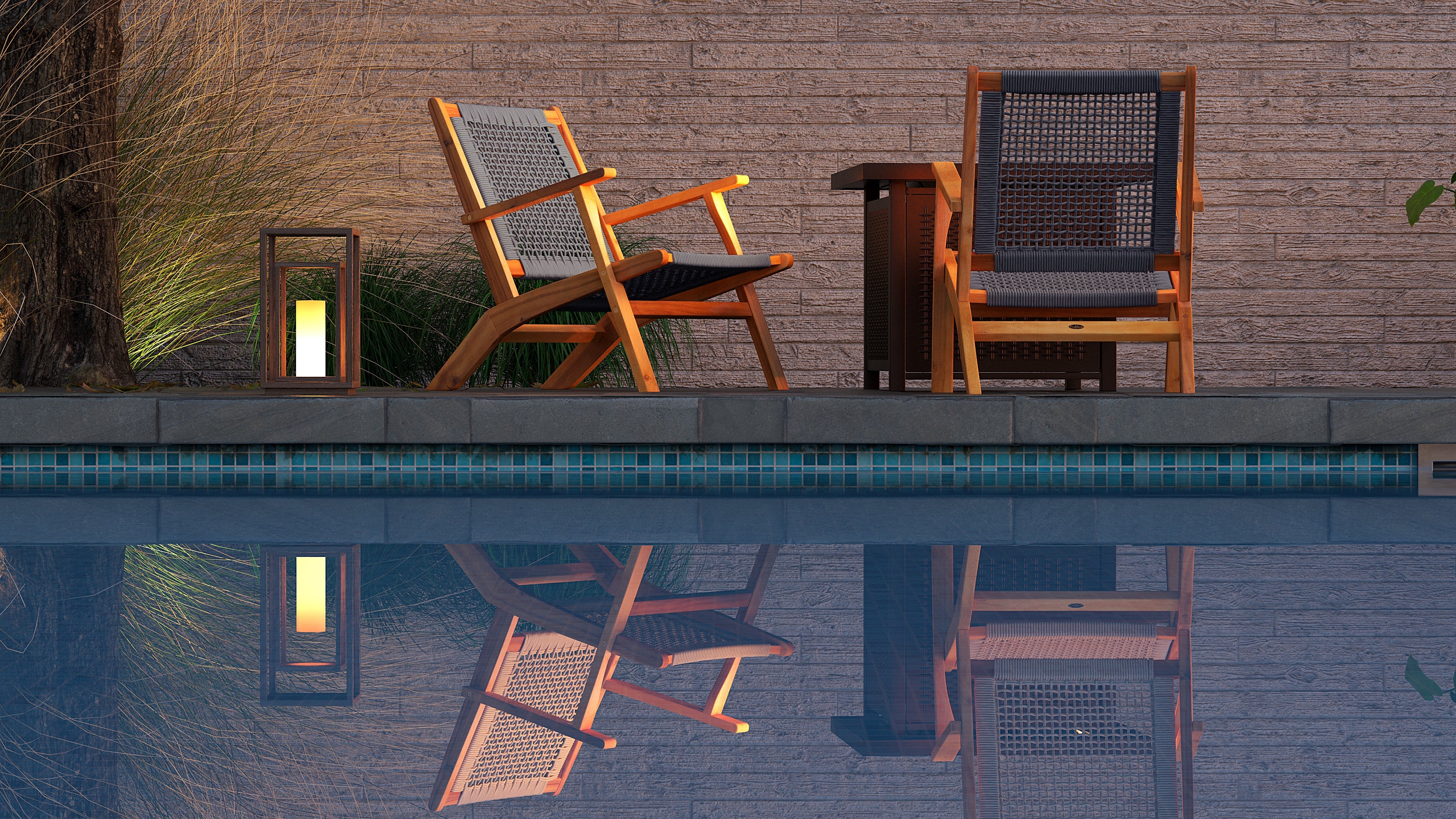 Balkene Home Vega Natural Stain Outdoor Chair in Gray Cording | 63635