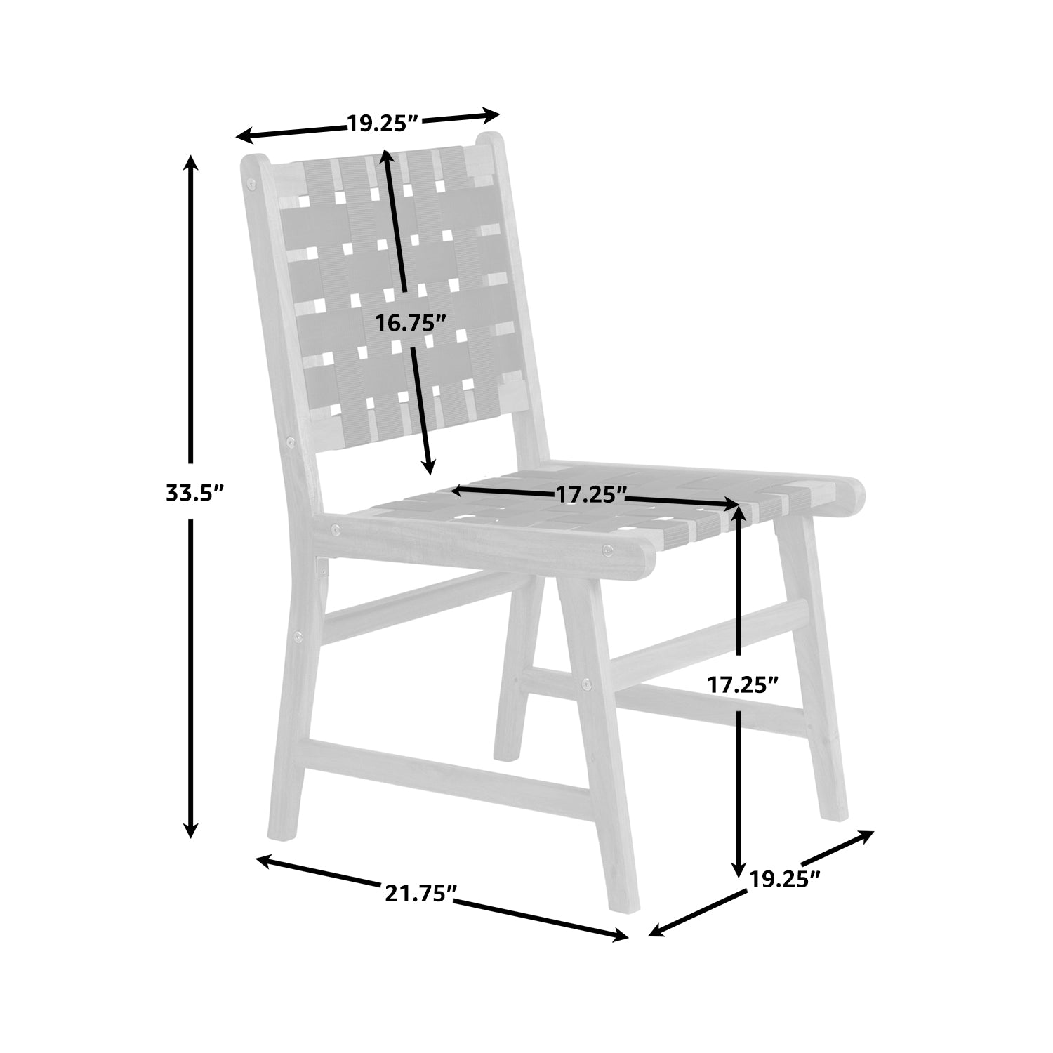 Balkene Home Sava Indoor-Outdoor Armless Dining Side Chair in Black Webbing | 63710
