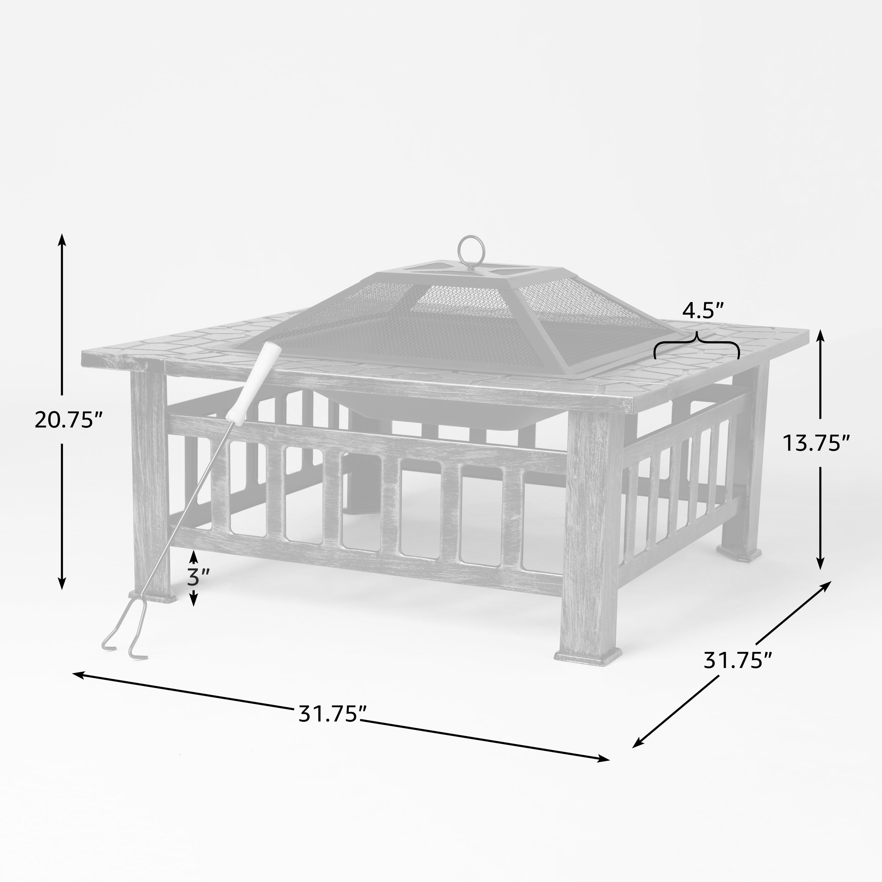 Fire Sense Foxdale Square Wood-Burning Fire Pit | 64099