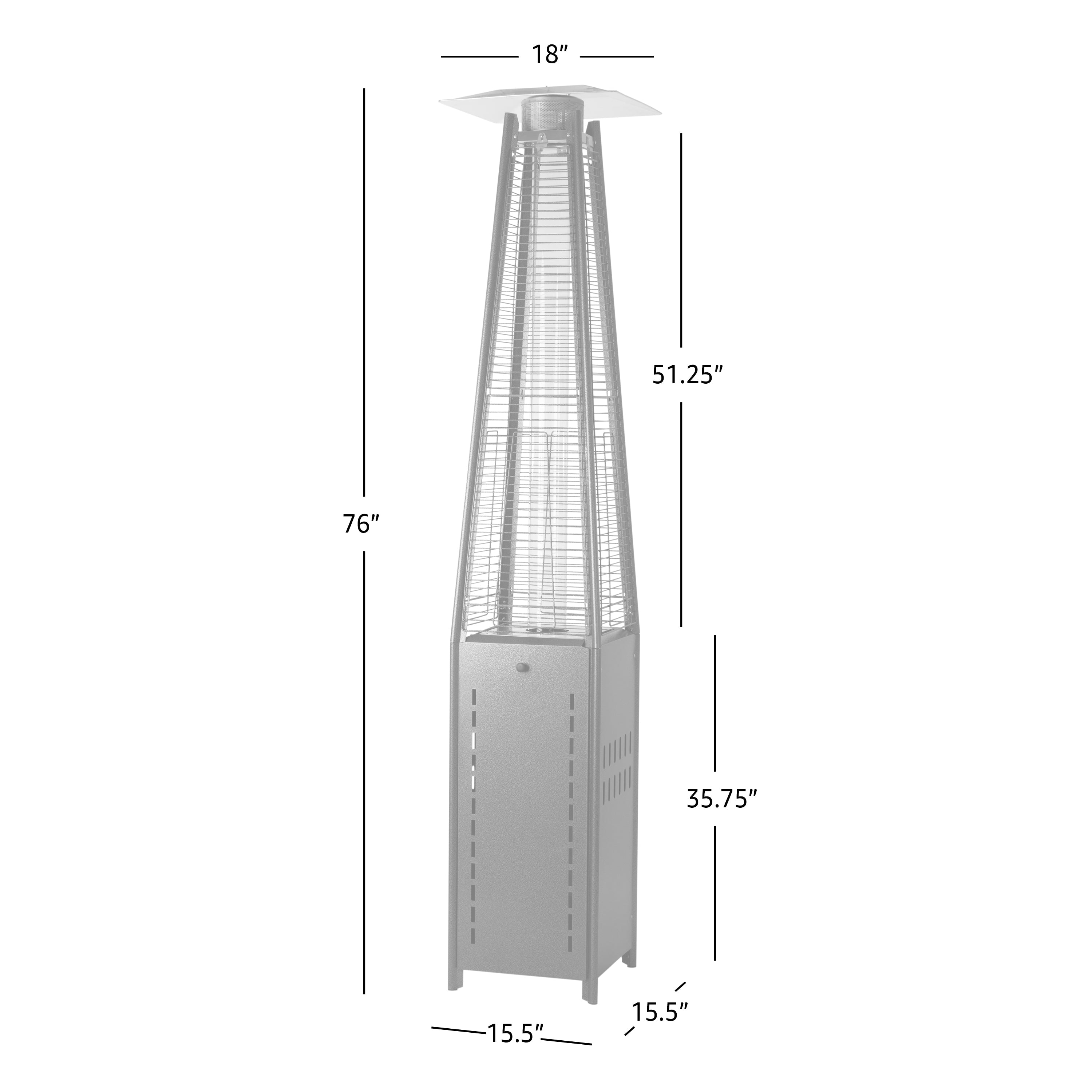 Fire Sense Square Pyramid Flame Patio Heater in Hammered Platinum | 64381