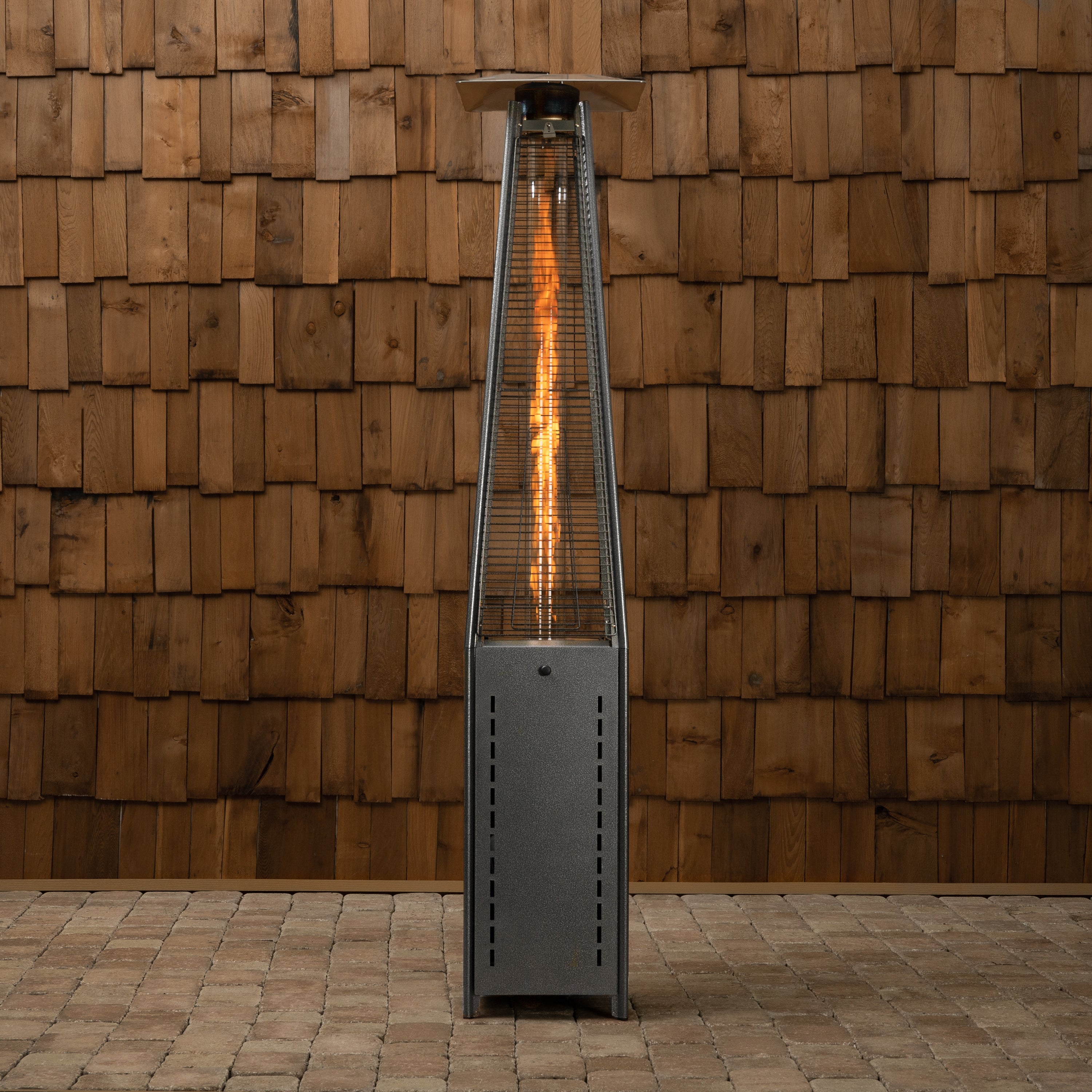 Fire Sense Square Pyramid Flame Patio Heater in Hammered Platinum | 64381