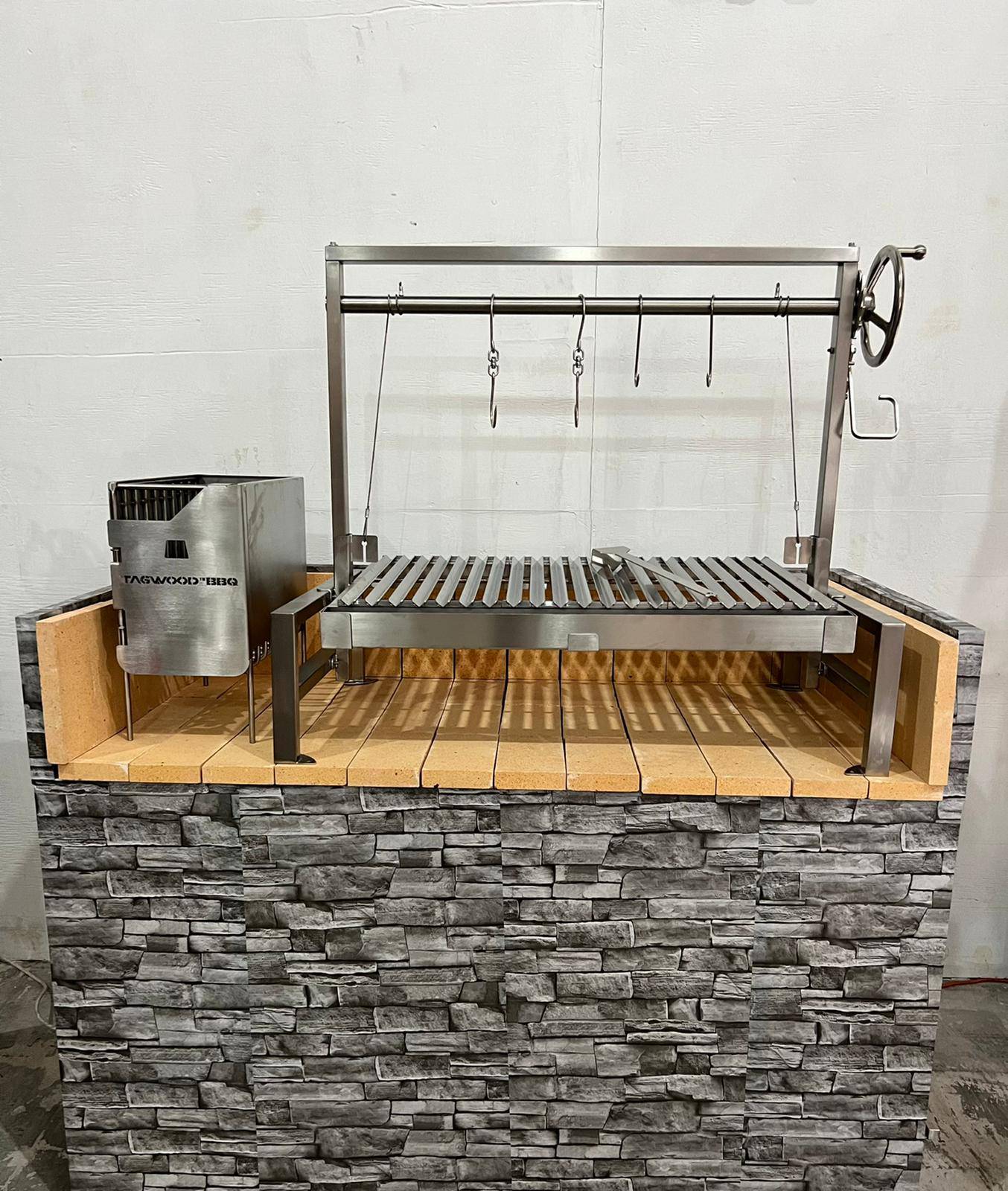 Tagwood BBQ Insert Style Argentine Santa Maria Wood Fire & Charcoal Gaucho Grill without firebricks | BBQ09SS -