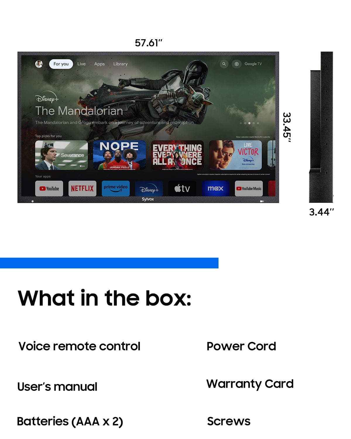 SYLVOX 65" 2000Nit Google Outdoor TV - 2024 Pool Pro 2.0 Series(NEW)