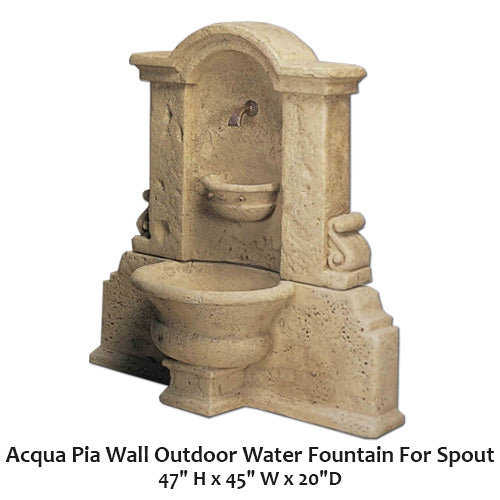 Elegant Acqua Pia Wall Outdoor Water Fountain with Spout