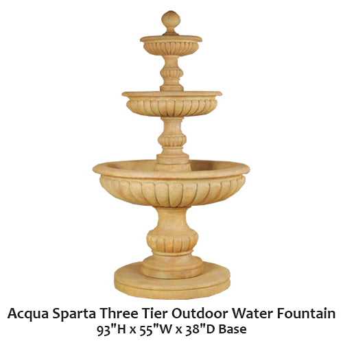 Elegant Three-Tier Outdoor Water Fountain by Acqua Sparta