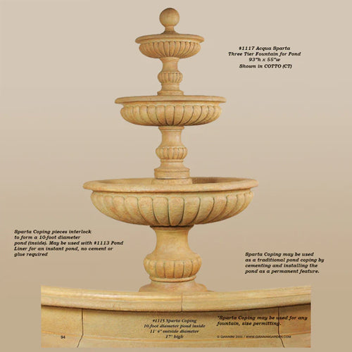 Stunning Acqua Sparta Three-Tier Outdoor Water Fountain for Your Pond