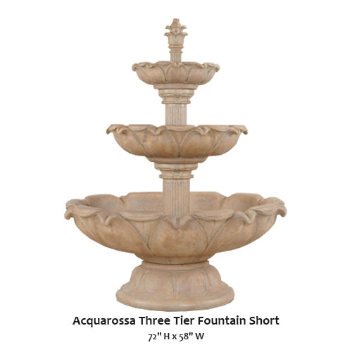 Elegant Short Three-Tier Acquarossa Fountain