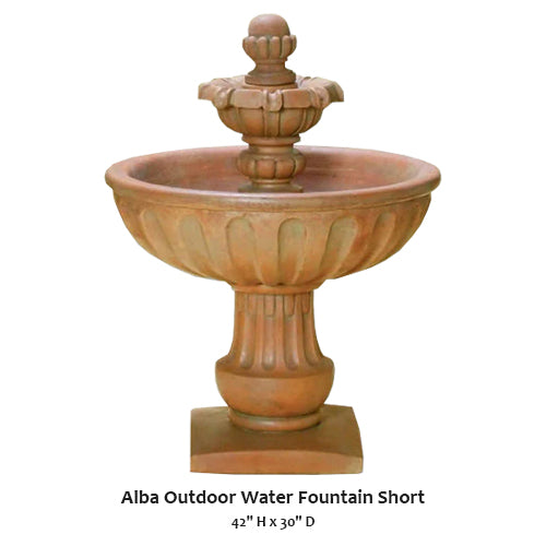 Elegant Alba Short Outdoor Water Fountain for Tranquil Spaces