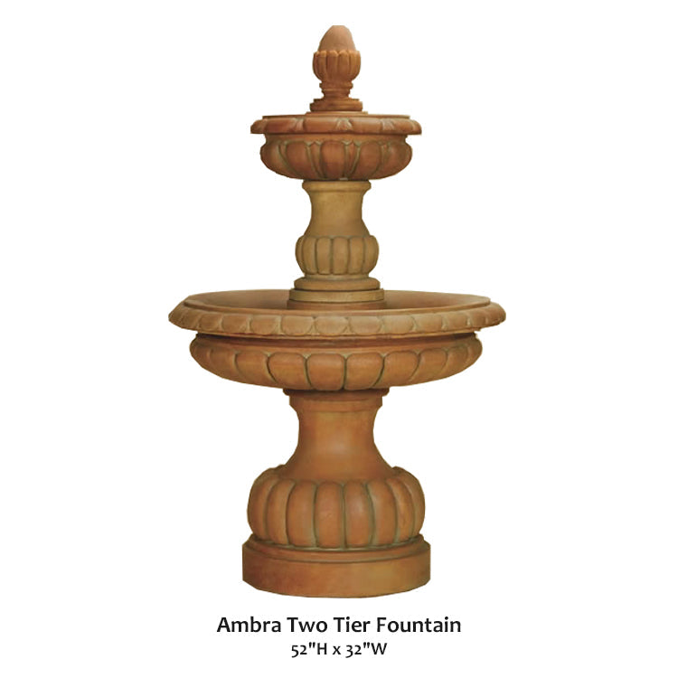 Elegant Ambra Two-Tier Water Fountain