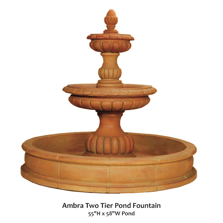 Elegant Two-Tier Ambra Pond Fountain