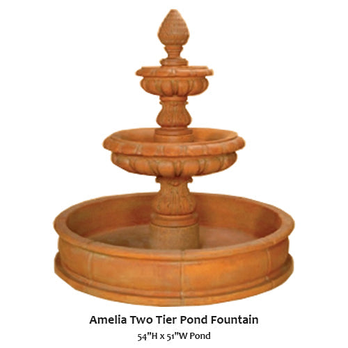 Elegant Amelia Two-Tier Garden Pond Fountain