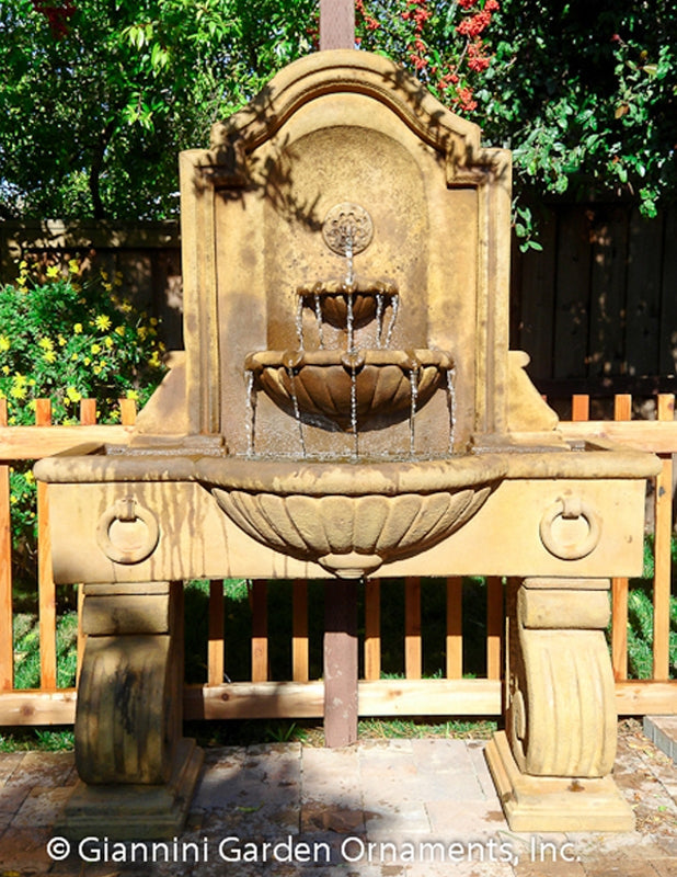 Elegant Tall Anduze Wall Fountain with Spout