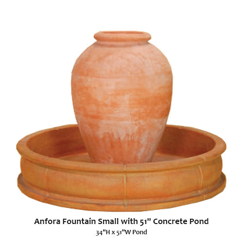 Charming Small Anfora Fountain with 51" Elegant Concrete Pond