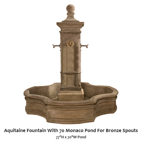 Elegant Aquitaine Fountain Set with 70" Monaco Pond