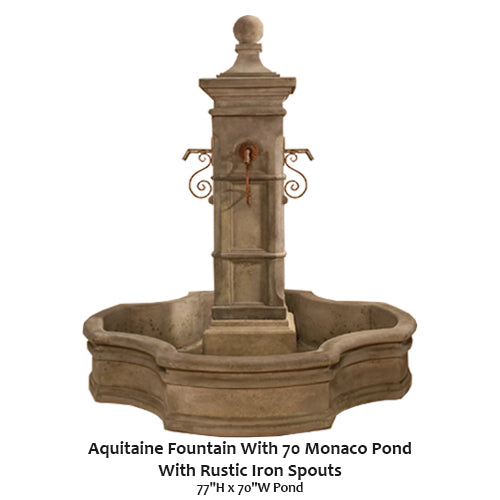 Elegant Aquitaine Fountain Set with 70" Monaco Pond