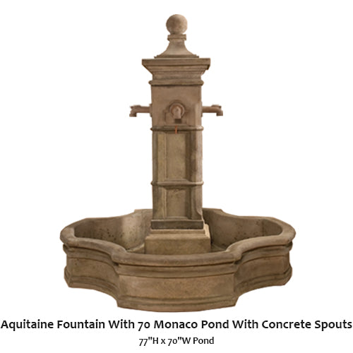 Elegant Aquitaine Fountain Set with 70" Monaco Pond