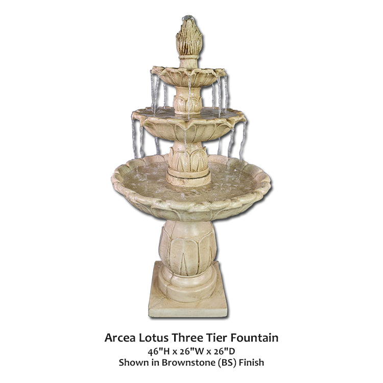 Elegant Arcea Lotus Triple-Tier Fountain