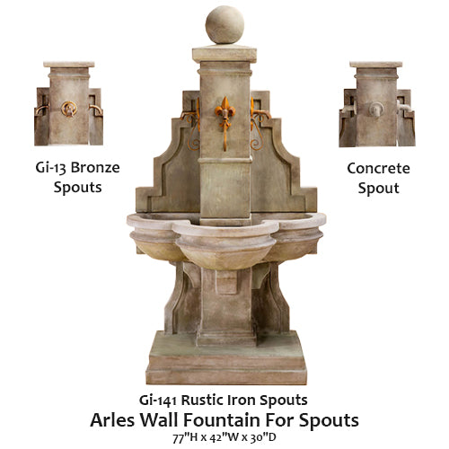 Elegant Arles Wall Fountain with Charming Spouts