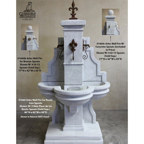 Elegant Arles Wall Fountain with Charming Spouts