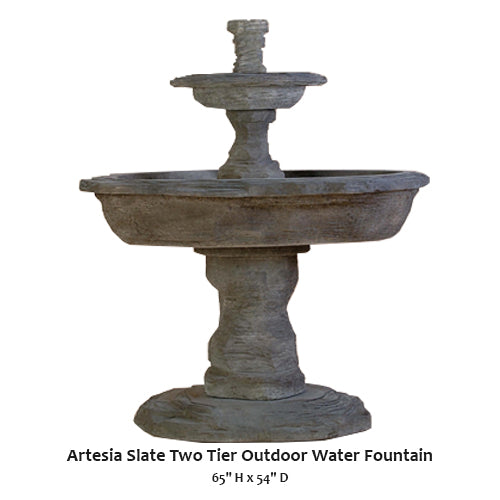 Elegant Artesia Two-Tier Slate Outdoor Water Fountain