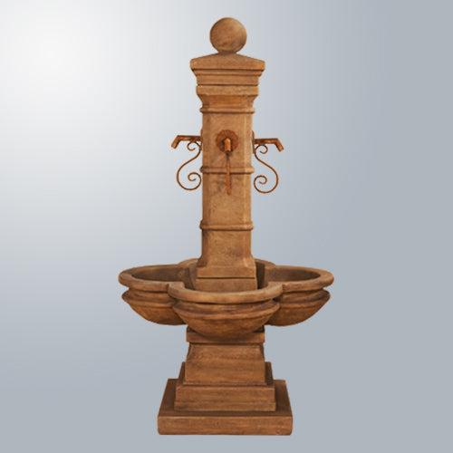 Charming Avignon Courtyard Fountain with Vintage Iron Spouts