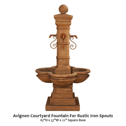 Charming Avignon Courtyard Fountain with Vintage Iron Spouts