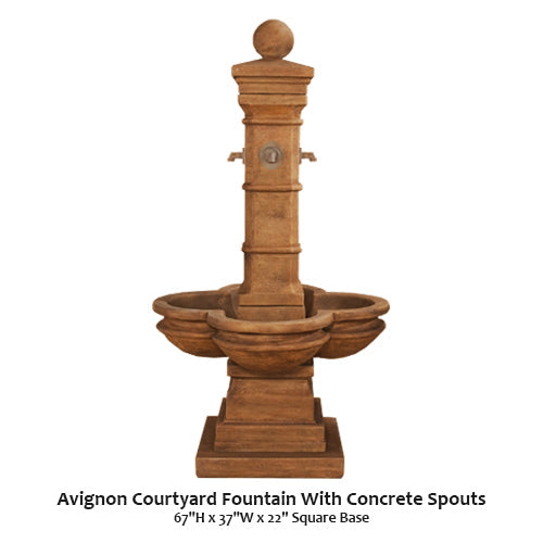 Elegant Avignon Courtyard Fountain with Stylish Concrete Spouts