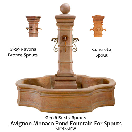 Elegant Avignon Monaco Pond Fountain with Graceful Spouts